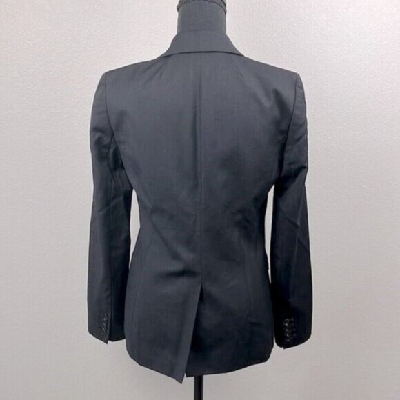 J Crew Lightweight Wool Blazer Black Flap Pockets 2 Button Vented Jacket 2 - Picture 7 of 13